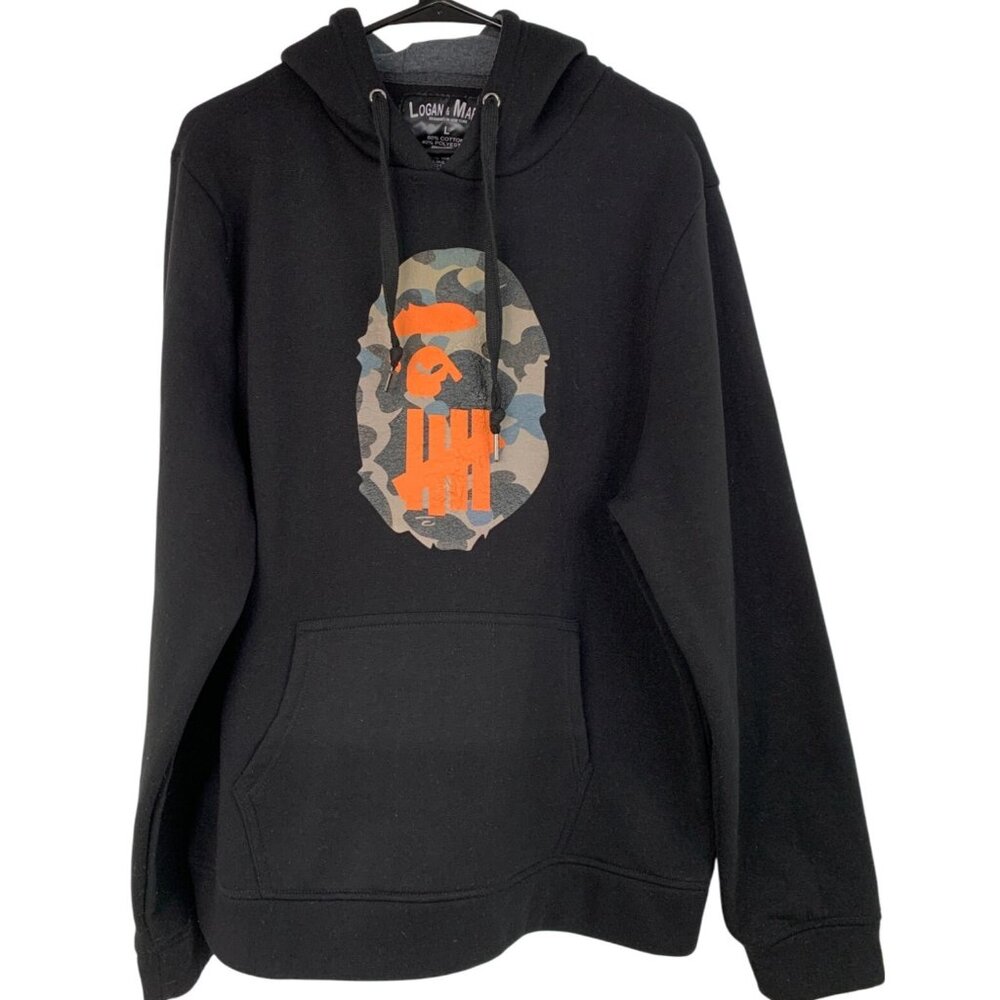 Logan & Martin Black Hoodie Pullover Large 8894 Graphic